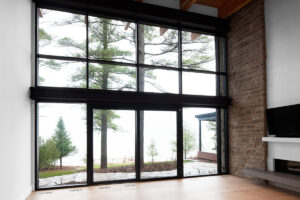 Beach O'Pines cottage interior curtain wall